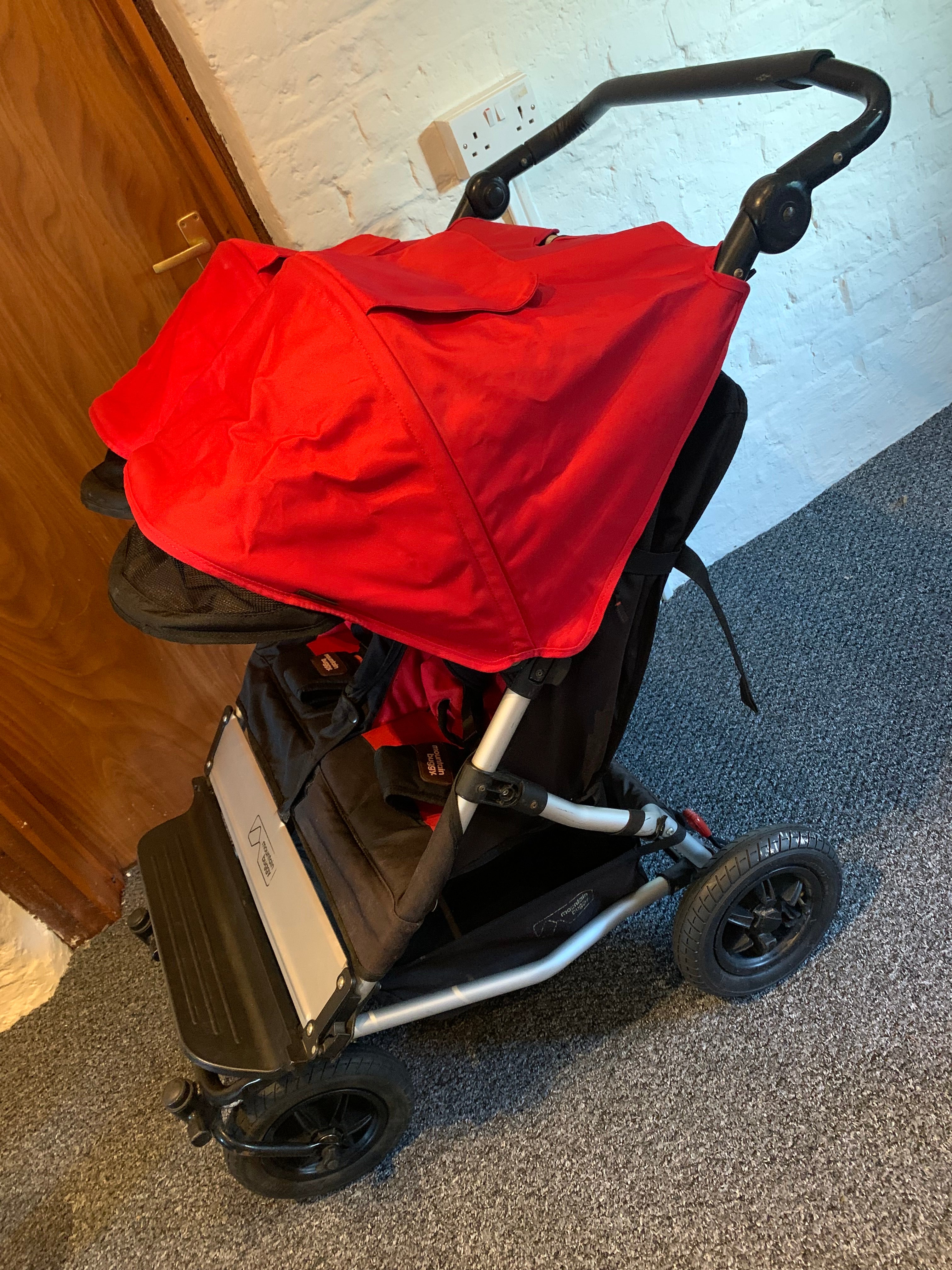 Mountain Buggy Duet V2 Red Double Pram Jogger - Used, Good Condition