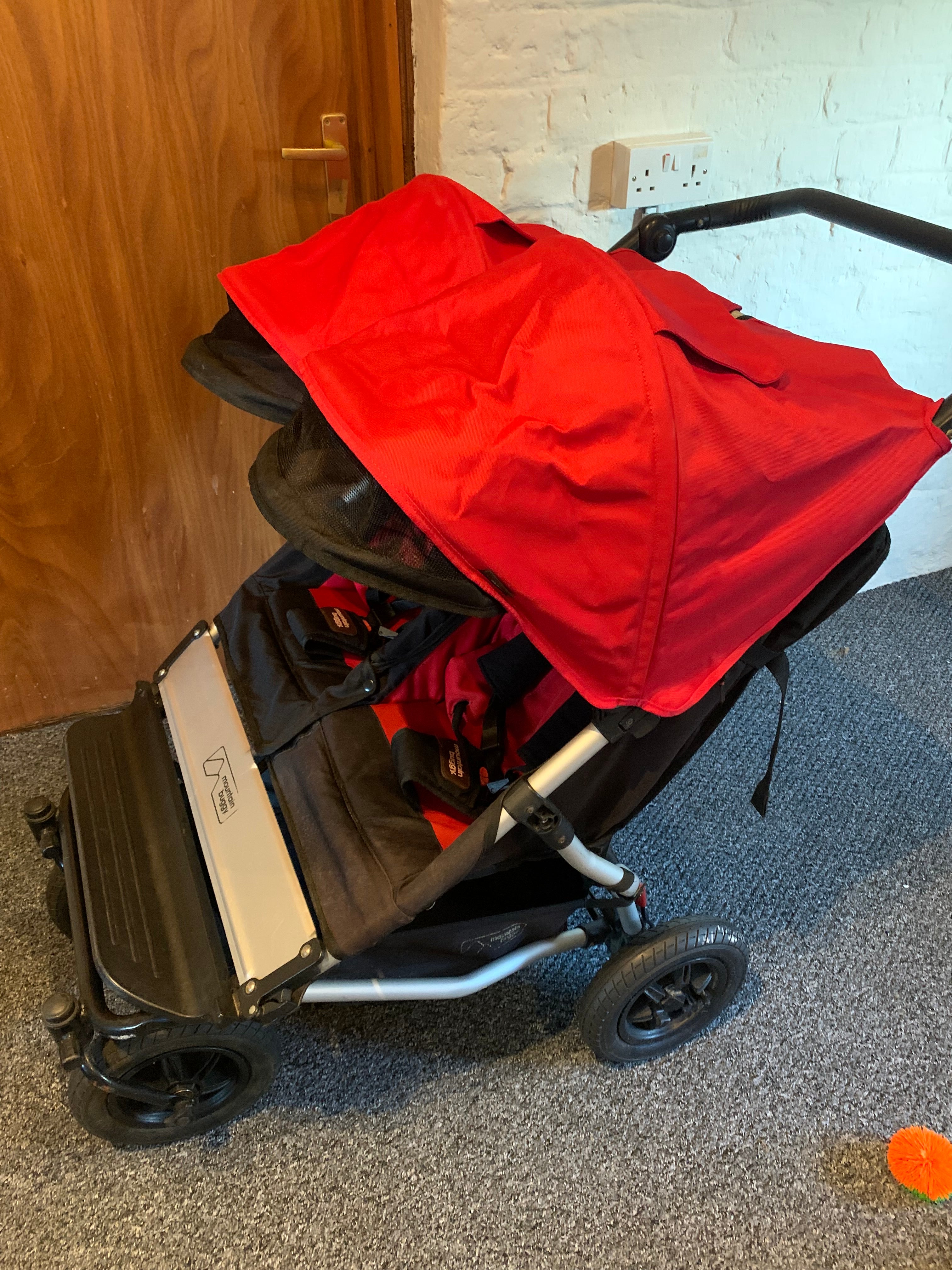 Mountain Buggy Duet V2 Red Double Pram Jogger - Used, Good Condition