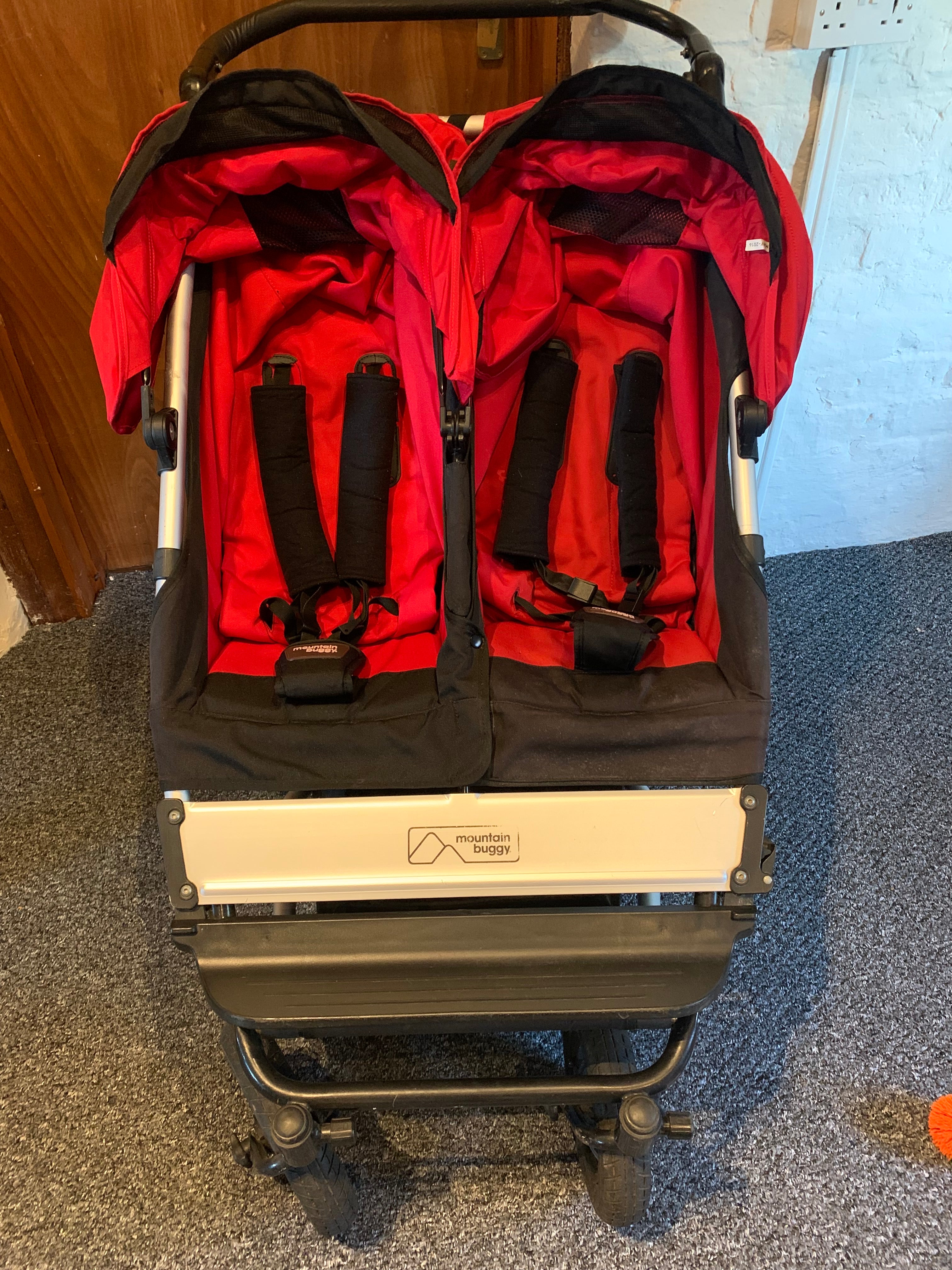 Mountain Buggy Duet V2 Red Double Pram Jogger - Used, Good Condition