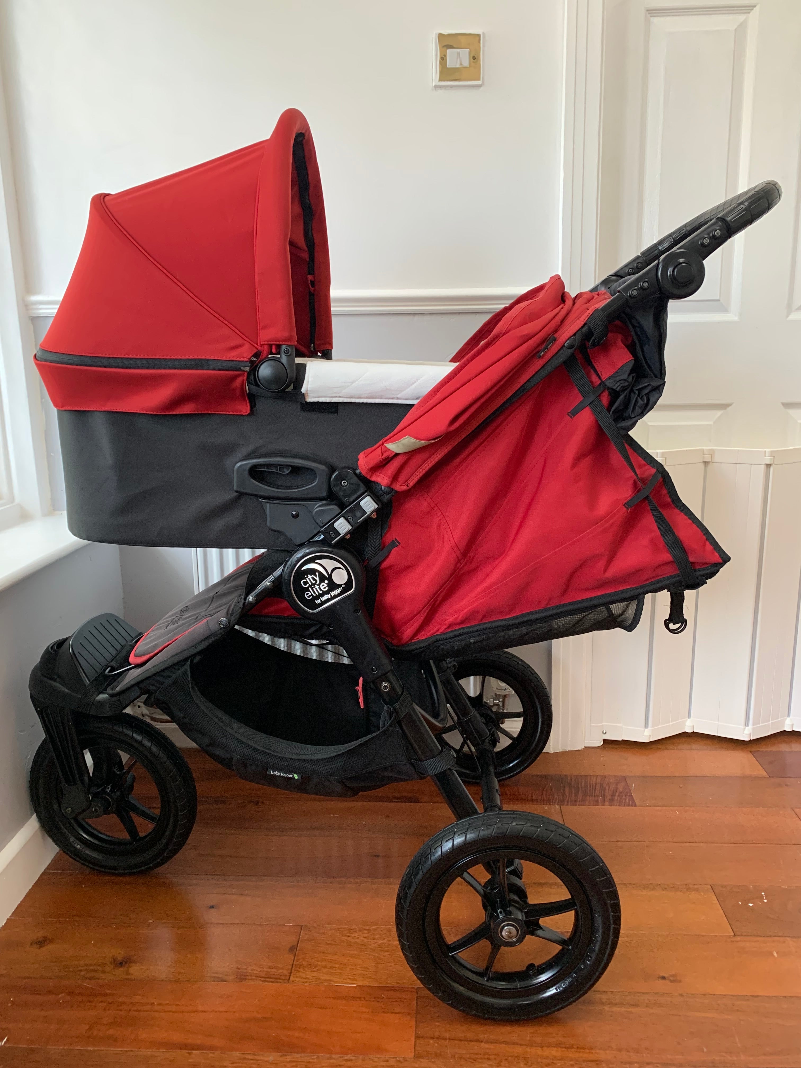 Baby Jogger City Elite All-Terrain Buggy & Carrycot - Red, Footmuff Included