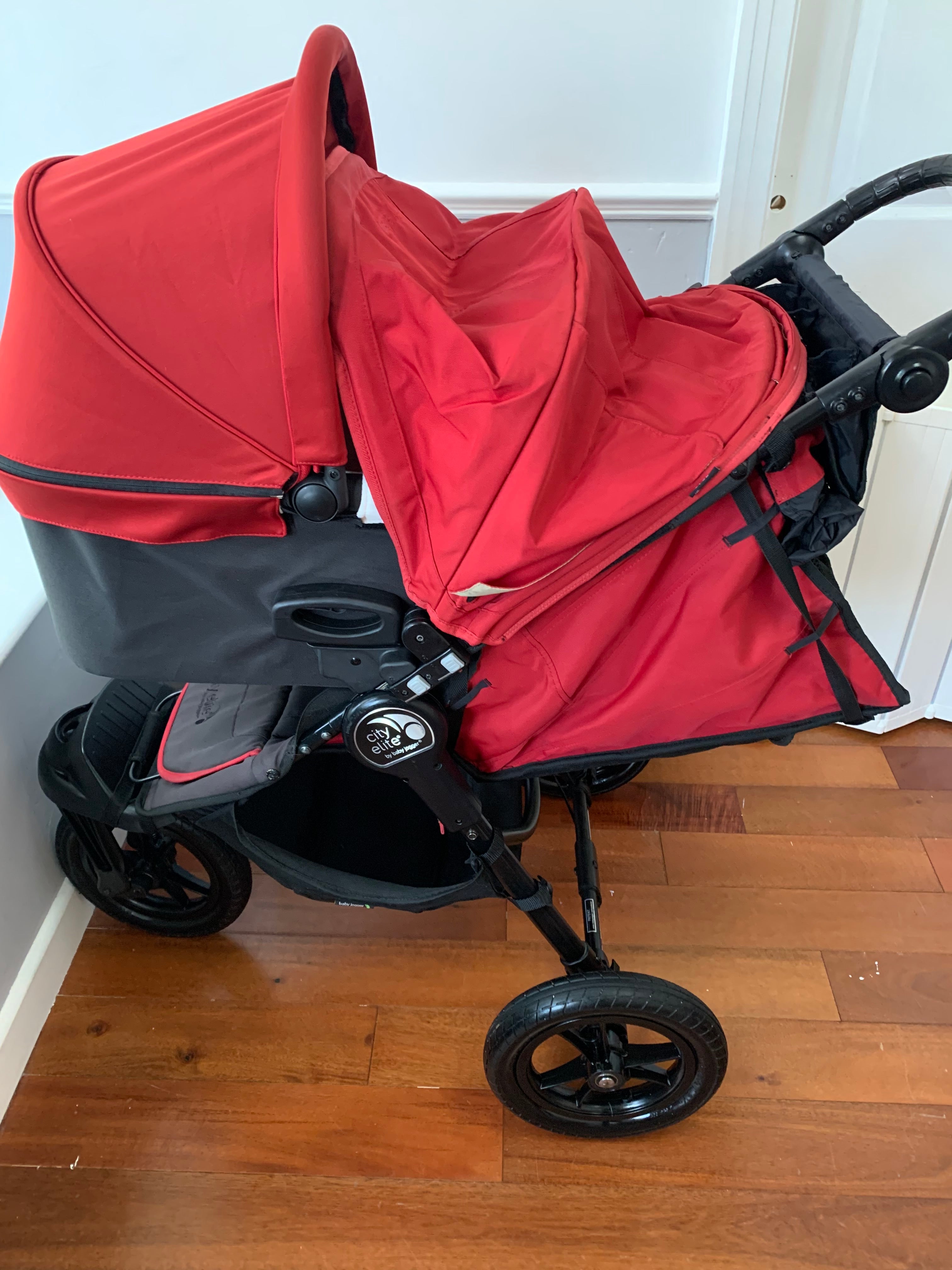 Baby Jogger City Elite All-Terrain Buggy & Carrycot - Red, Footmuff Included