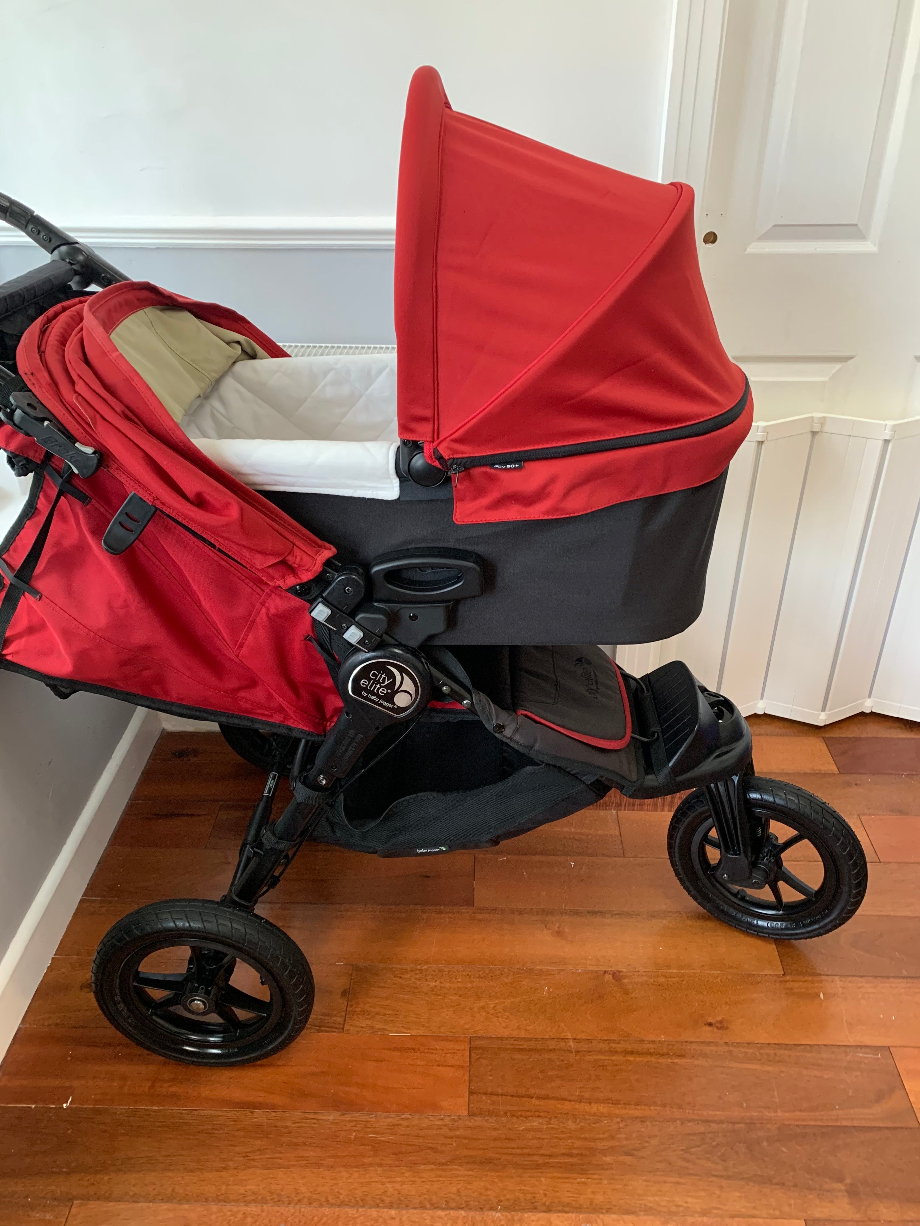 Baby Jogger City Elite All-Terrain Buggy & Carrycot - Red, Footmuff Included